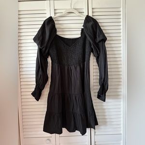 Black puff sleeve dress